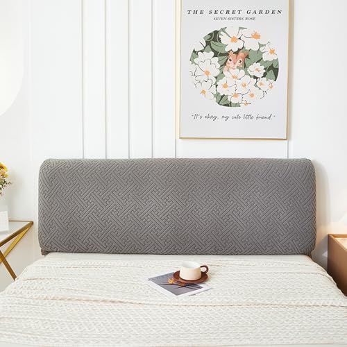 Stretch Jacquard Bed Headboard Cover - Dustproof Protector, Dark Gray