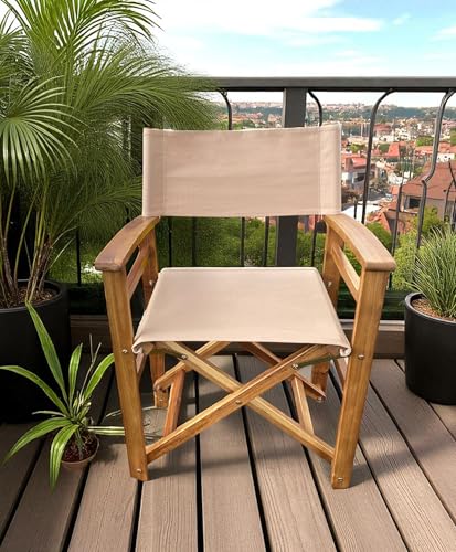 Patio Wise Wooden Folding Director's Chair - Indoor & Outdoor Portable Seating