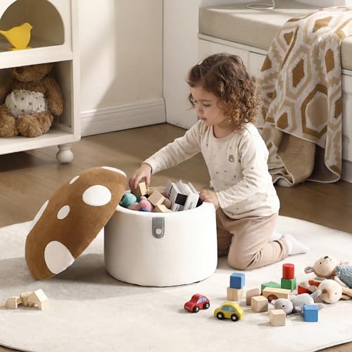 Kids Mushroom Storage Ottoman - Plush Childrens Chair & Footstool