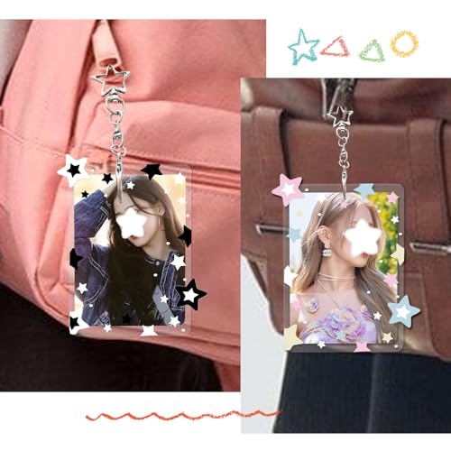 2-Piece Star Acrylic Photocard Holder Keychain for 3-Inch Idol Photo Cards