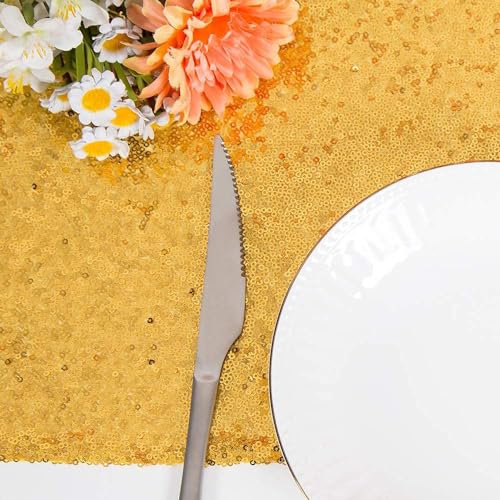 HMQIANG 6 Pack Gold Sequin Table Runners 12x108 Inch Party Decor Set