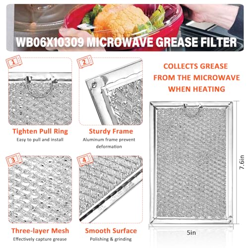 7.5 x 5 Inch Microwave Grease Filter Replacement - 2 Pack Metal Mesh Screens