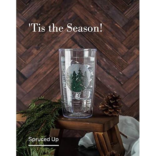Tervis Spruced Up Christmas Holiday Made in USA Double Walled Insulated Tumbler Travel Cup Keeps Drinks Cold & Hot, 16oz, Classic