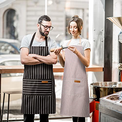 2-Pack Adjustable Bib Apron with Pockets - Kitchen Cooking Aprons