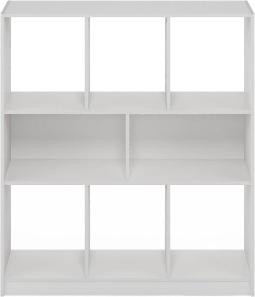 Furinno DALY Bookshelf - 8-Cube Horizontal Storage Organizer | Stylish White Bookcase for Home & Office