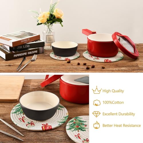 YETTASBIN Round Cotton Trivets 2-Piece Set, Heat-Resistant Pot Holders 7.09/9.45in