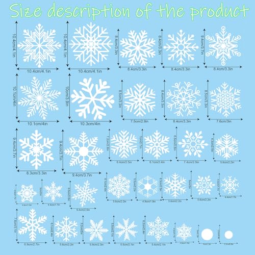 Double Sided Static Snowflake Window Clings Christmas Decorations 6 Sheets