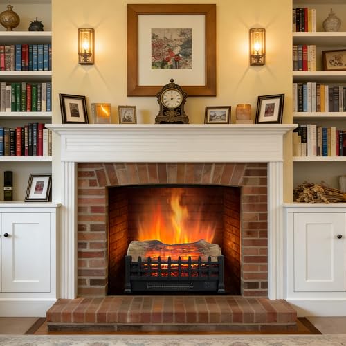 21-Inch Electric Fireplace Log Set Insert with Realistic Flame and Remote