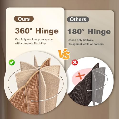 3-Panel Woven Room Divider, 6FT Folding Privacy Screen Partition