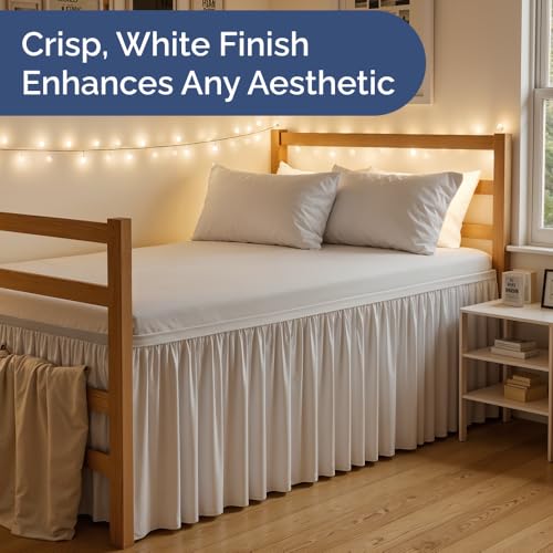 Twin XL Bed Skirt 40 Inch Drop - Extra Long Dust Ruffle with Split Corners