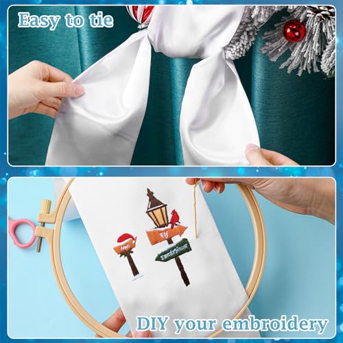 White Wreath Sash for Front Door Satin Bow Blank Ribbon 4.5" x 56"
