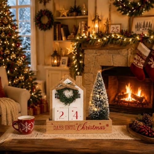 HOMirable Christmas Countdown Light Up Decor - 99 Days Festive Tabletop Display