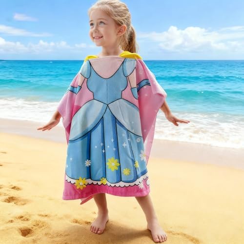 Kids Hooded Beach Towel Poncho for Toddler Girls - Soft Swim Cover-Up
