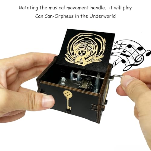 Engraved Wooden Hand Crank Music Box - Decorative Keepsake Gift