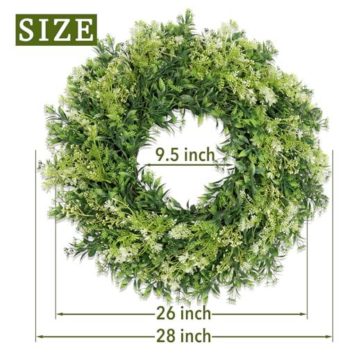 28-Inch Artificial Eucalyptus Wreath for Front Door, Farmhouse Decor