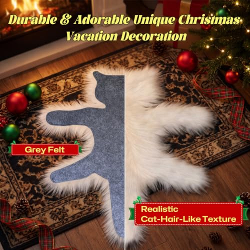AddPride Grey Cat Rug with Colorful Light - Christmas Vacation Decor 20 x 24 in