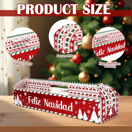 Spiareal 100 Pcs Christmas Ham Bread Boxes Feliz Navidad Holiday Bakery Packaging