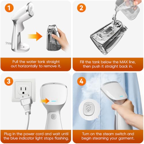 OGHom Portable Travel Handheld Garment Steamer 1000W White