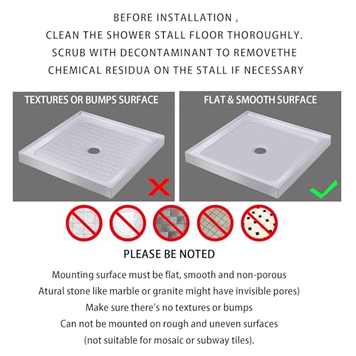 Non-Slip Square Shower Mat 21x21 Inch, Machine Washable Bath Mat with Suction