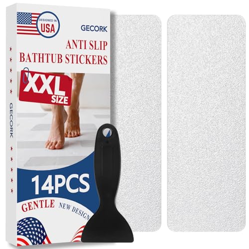 14-Piece XXL Anti-Slip Shower Strips, Clear Non-Slip Bathtub Stickers