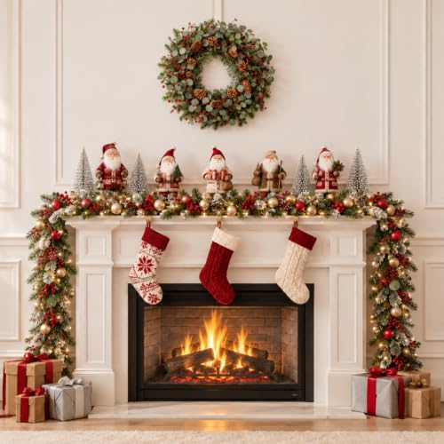 24-Inch Christmas Wreath with Red Berries, Pine Cones & Eucalyptus for Front Door & Holiday Decor