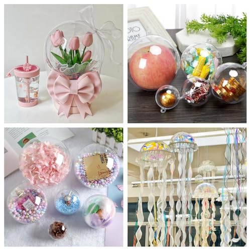 YOZIEMQ 16cm Acrylic Hollow Ball Ornaments - Clear Fillable Xmas & Wedding Decorations (5pcs)