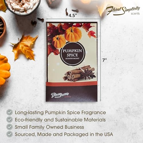 Pumpkin Spice Scented Sachets - Long-Lasting Air Freshener Bags, 6 Pack