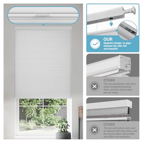 No Drill Cellular Shades - Top Down Bottom Up Blackout Blinds, Custom Size
