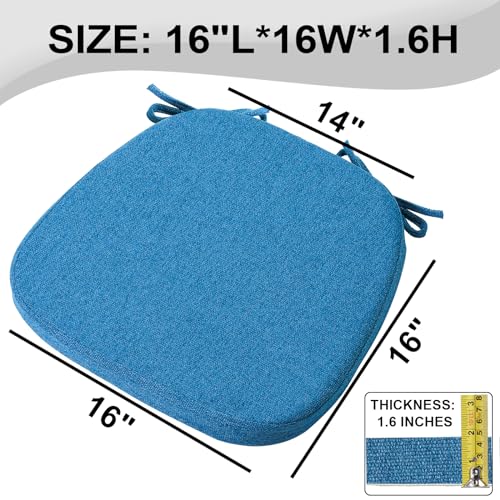 U-Shape Memory Foam Dining Chair Cushion - 16-Inch Non-Slip Seat Pad, Blue