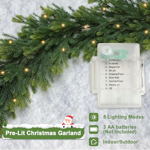 OZFHUA Style 2 6ft Pre-Lit Artificial Christmas Garland with Lights Outdoor Decor