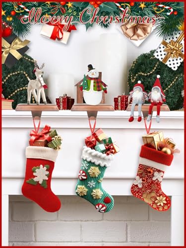 8 Pack Heavy Duty Christmas Stocking Holders for Mantel, Red Bronze Hooks