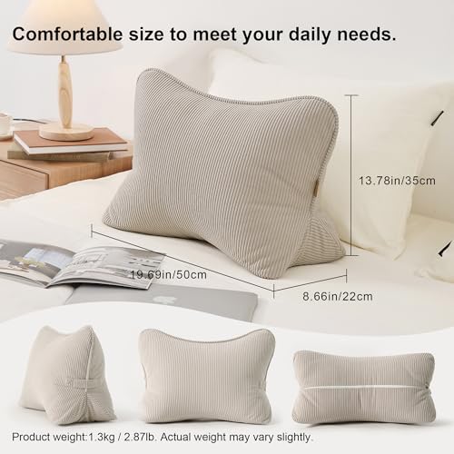 Corduroy Lumbar Support Pillow for Sofa & Bed - Ergonomic Triangle Cushion