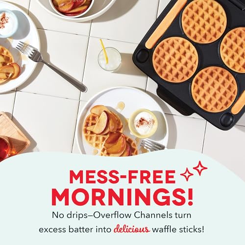 DASH Multi Mini Waffle Maker - Four 4¡± Waffle Molds, Nonstick Waffle Iron with Quick Heat-Up, Nonstick Surface - Perfect Mini Waffle Maker for Kids and Families, Just Add Batter