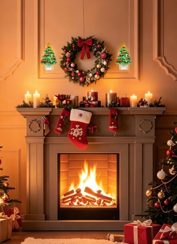 Brightown 2 Pack Christmas Tree Night Light - Vintage Ceramic with Yellow Star, 7W UL Bulb, Swivel Plug