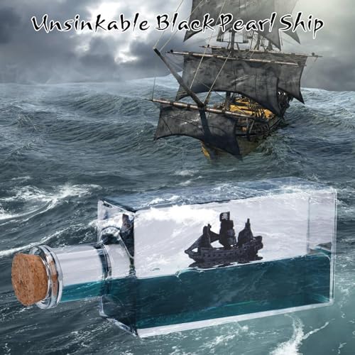 Unsinkable Pirate Ship Drift Bottle Desk Ornament Fluid Liquid Decor