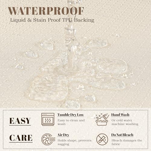 Waterproof Dining Chair Covers Set of 4 - Beige, Stretch & Washable