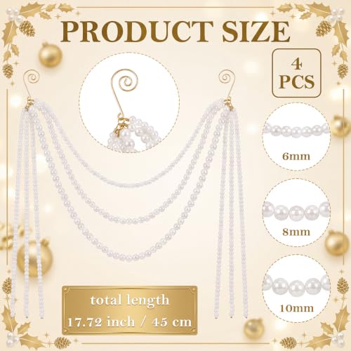 Kenning 4-Pack Christmas Pearl Garland for Tree & Holiday Decor