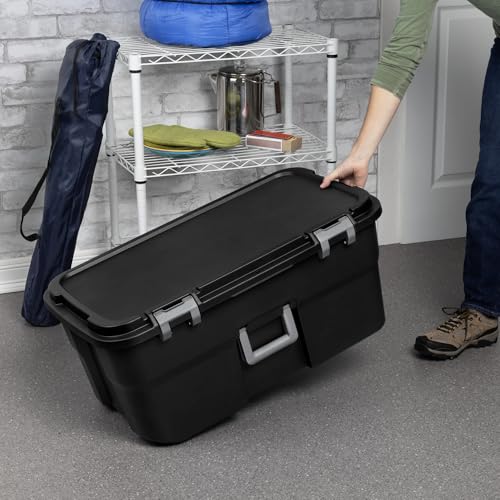 22-Gallon Heavy Duty Rolling Storage Trunk with Lockable Hinged Lid