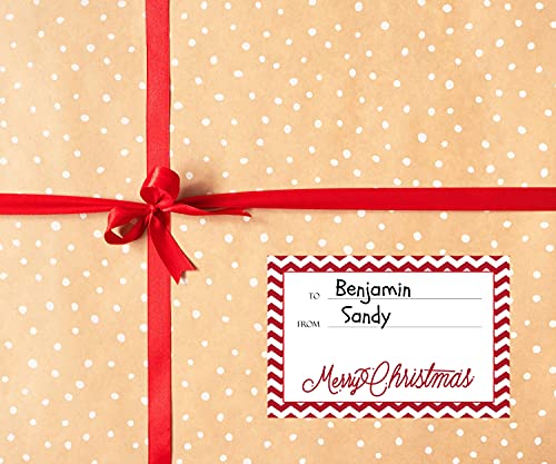 Paper and Presents Red 60ct Jumbo Christmas Gift Tag Stickers - Holiday Labels with Gold, Silver, White & Red Designs