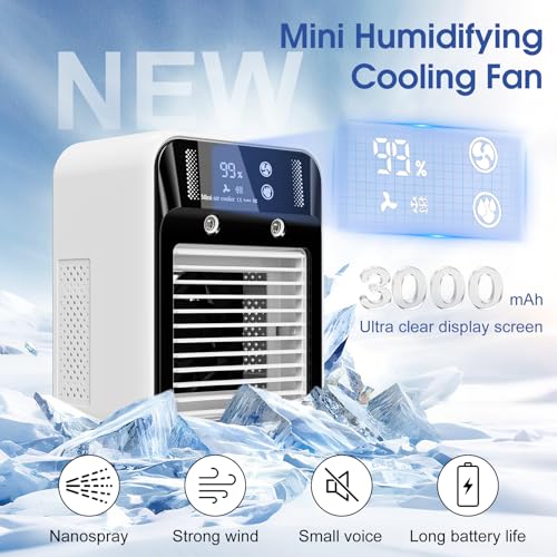 Portable Air Conditioner Rechargeable Mini Evaporative Cooler with Mist Spray