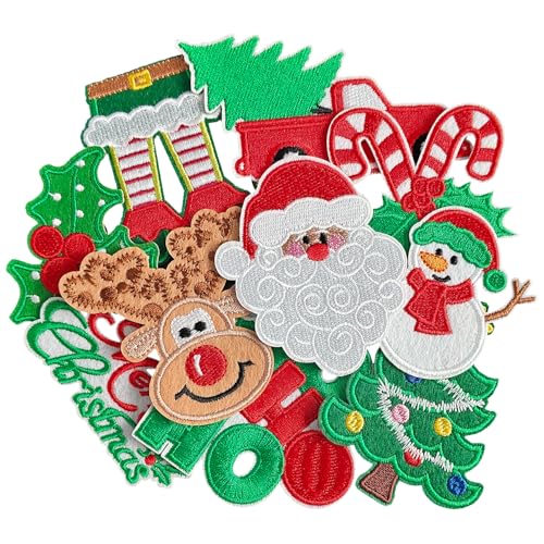 Harsgs 10pcs Christmas Iron-On Patches for Clothes - Holiday Decor Assorted Pack