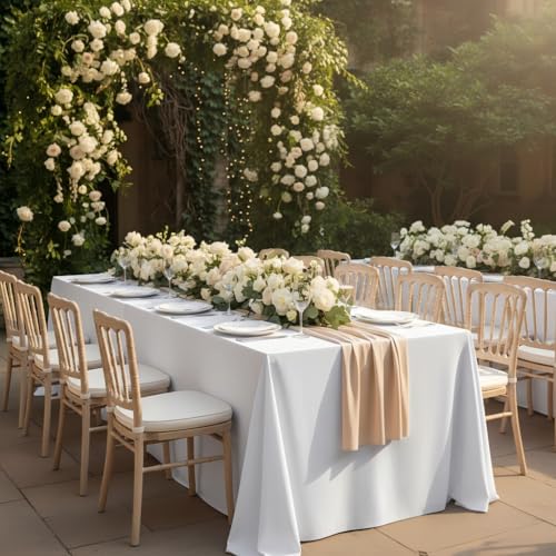 White Rectangular Tablecloths 70x120 Inch (6 Pack) for 6-8 Ft Tables