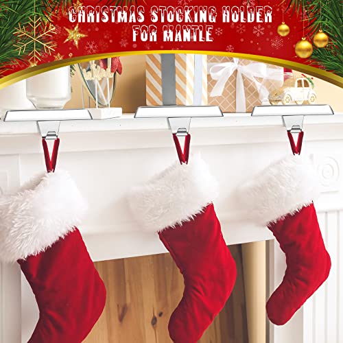 Silver Stainless Steel Christmas Stocking Holders for Mantel - Set of 2