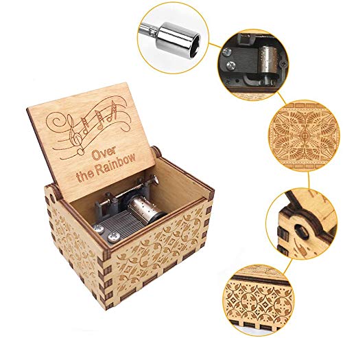 Wooden Over the Rainbow Hand Crank Music Box - Keepsake Gift