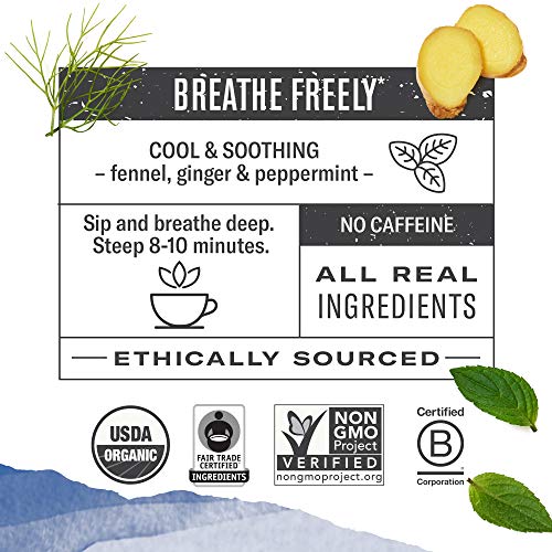 Numi Organic Congest Away Tea, 16 Tea Bags (Pack of 3), Fennel, Peppermint, Ginger and Licorice, Caffeine Free