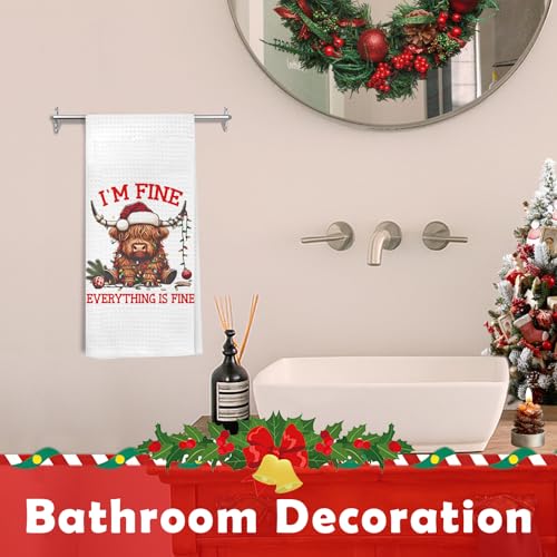 Ghoaoivo Christmas Highland Cow Dish Towels 16x24 Inches Holiday Kitchen Decor, Xmas 22