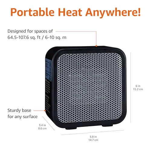 Ceramic Portable Mini Space Heater 500W for Office Desk Black