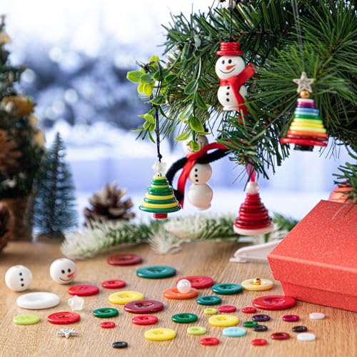 Soulchen 15 Sets Christmas Button Ornaments Snowman Santa Tree Crafts Decor