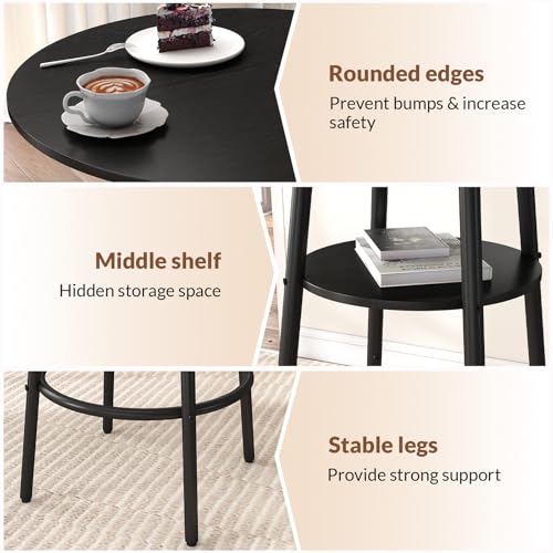 3-Piece Pub Table and Bar Stool Set with Cushioned Seats - Black