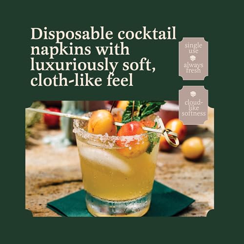 BloominGoods 5" x 5" Cream Linen-Feel Disposable Cocktail Napkins (Pack of 200)